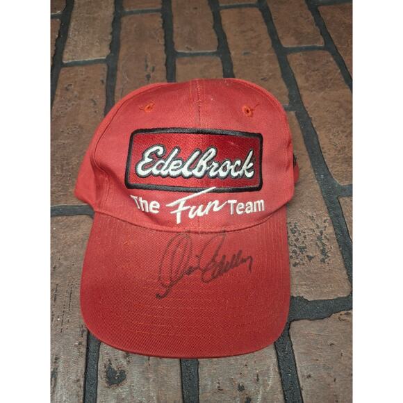 NHRA Edelbrock The Fun Team Autographed Baseball Hat Cap - Picture 1 of 3